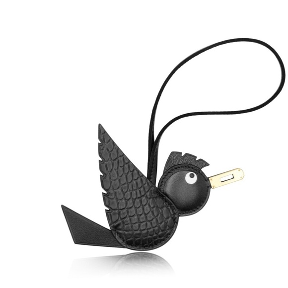 Hermes Black Alligator Birdy Charm - Picture 1 of 2